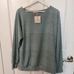 Magnolia Light Teal Ribbed Crew Neck Knit